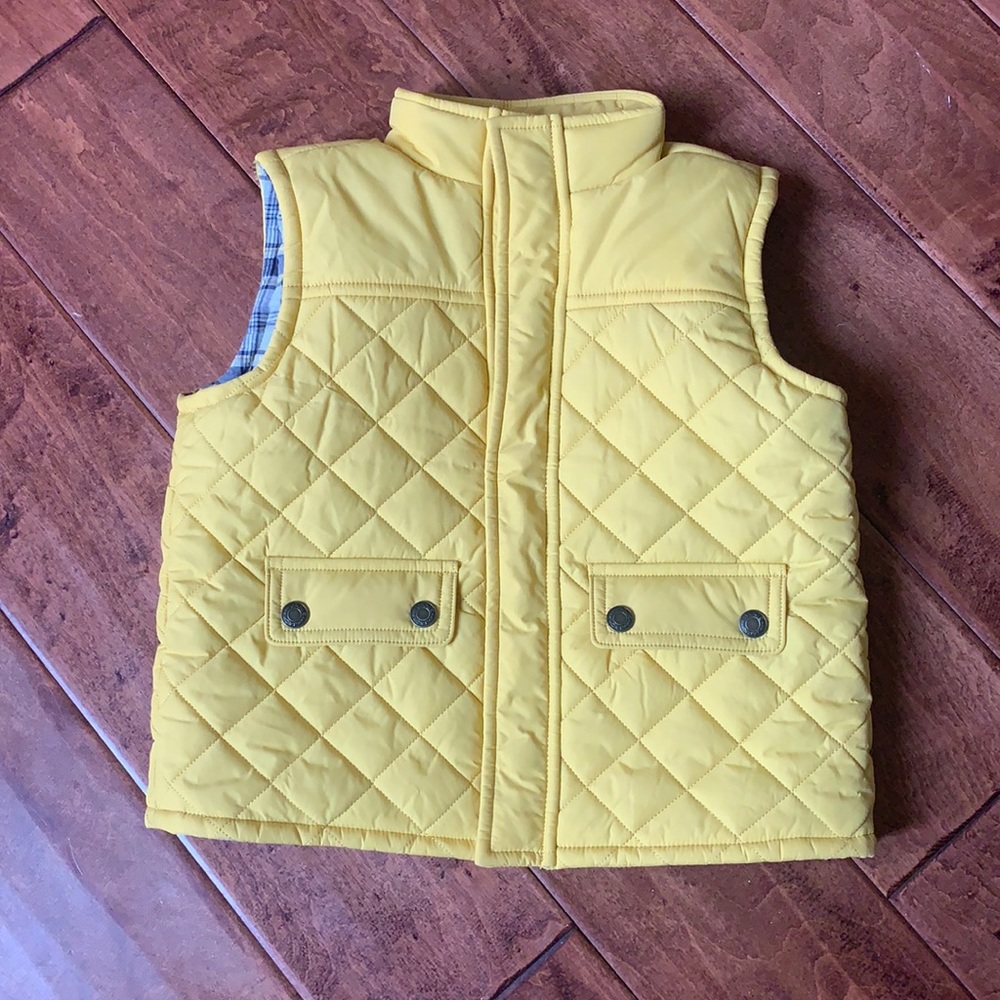 Janie and Jack yellow plaid quilted vest 4T